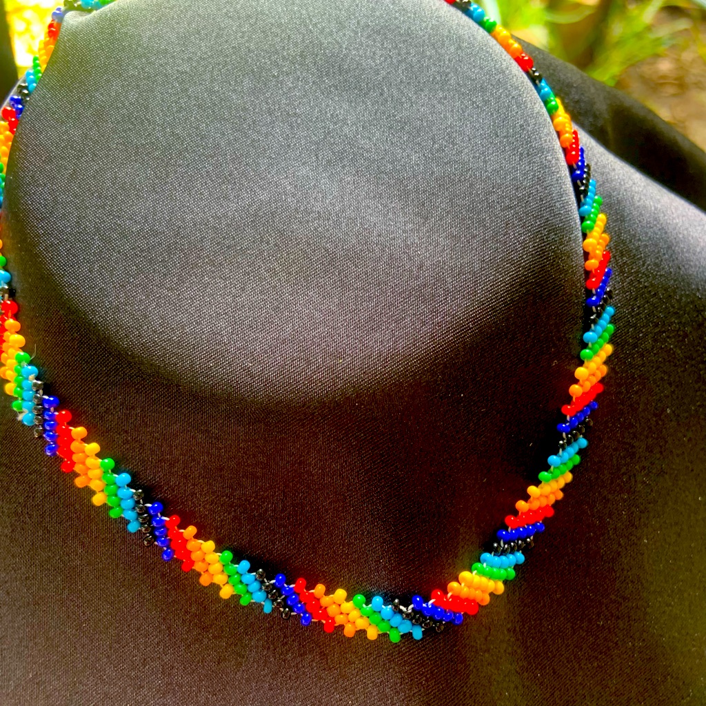 Multicolor Bead Choker Necklace Wixarika Art 14$